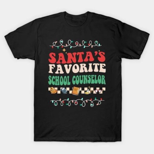 Funny Santa’s Favorite School Counselor Christmas Santa Xmas Costume T-Shirt