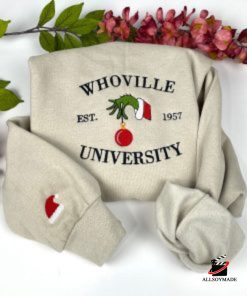 Grinch Whoville University Christmas Embroidered Sweatshirt