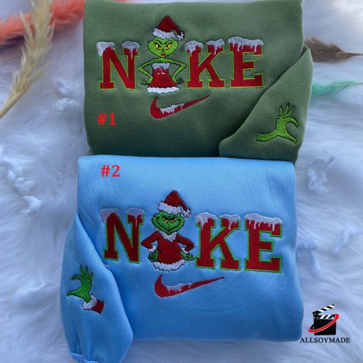 Grinch X Nike Christmas Embroidered Sweatshirt, Christmas Gift for Couple