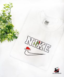 Grinch X Nike Inspired Christmas Embroidered Sweatshirt, Couple Embroidered Christmas