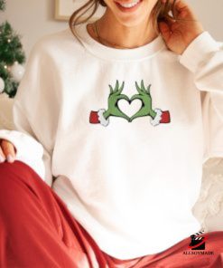 Hand Grinch Whoville Embroidered Christmas Sweatshirt, Grinch Couple