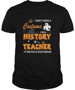 I don’t need a costume I’m a history teacher my Job title is scary enough shirt