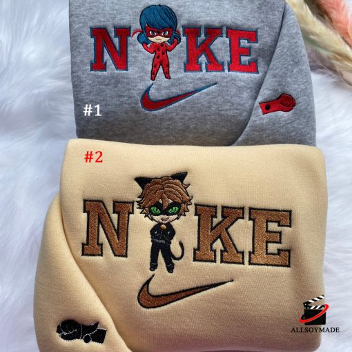 Ladybug Cat Noir Disney Nike Embroidered Sweatshirt, Gift For Couple