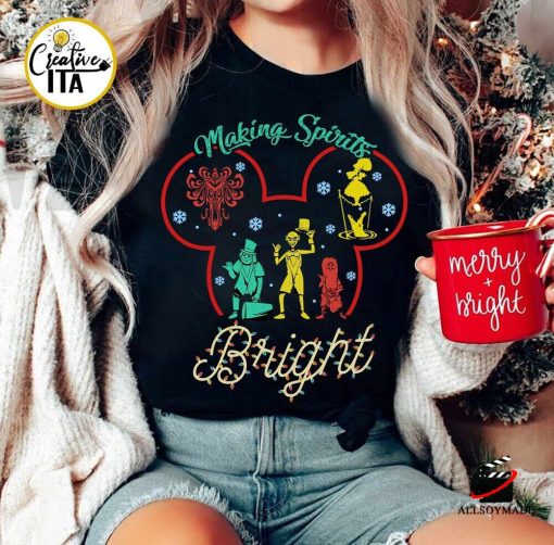 Making Spirits Bright Disney Christmas Sweatshirt, Xmas Disney shirt