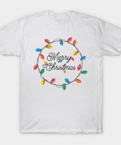 Merry Christmas Wreath of Retro Christmas Lights shirt