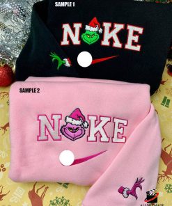 Mrs And Mr Grinch Face Christmas Embroidered Sweatshirt