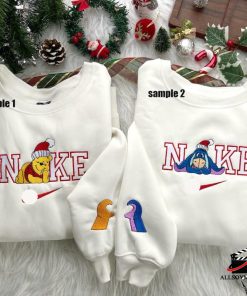 Nike Christmas Winnie the Pooh Embroidered Sweatshirt, Couple Embroidered Sweatshirt
