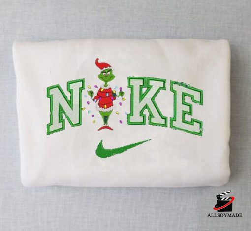 Nike Grinch Christmas Embroidered Christmas Sweatshirt, Couple Embroidered