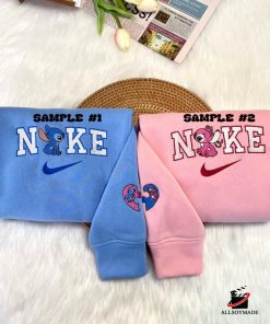 Nike Stich x Angel Embroidered Christmas Sweatshirt, Couple Embroidered Sweatshirt