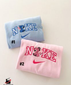 Nike Stitch Embroidered Hoodie, Stitch & Angel Couple Sweatshirt