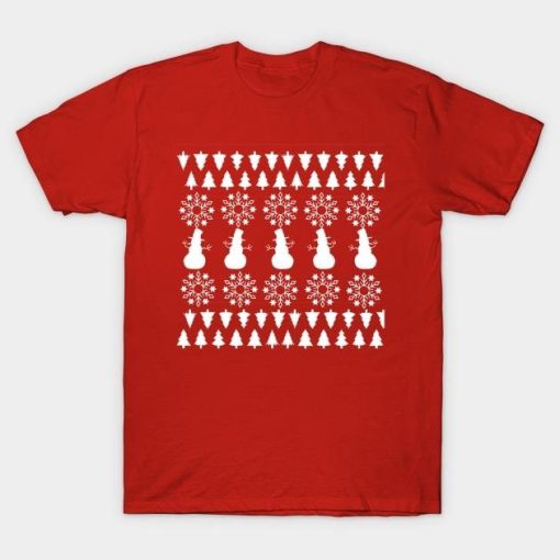 Patterns with snow man and tree Christmas shirt