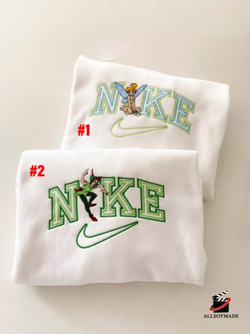 Peter Pan x Tinkerbell Embroidered Hoodie, Trendy Nike Couple Embroidered Sweatshirt