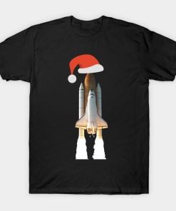 Rocket wearing Santa hat Christmas shirt