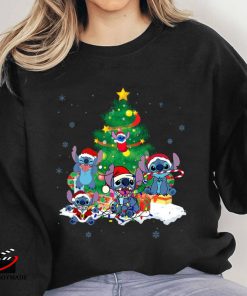 Santa Stitch Christmas Tree Sweatshirt, Disney Family Shirts
