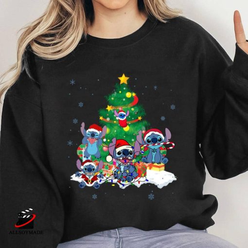 Santa Stitch Christmas Tree Sweatshirt, Disney Family Shirts