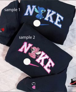 Stitch Embroidered Sweatshirt, Couple Xmas embroidered