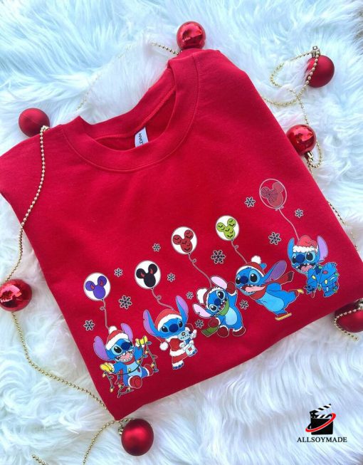 Stitch Mickey Balloon Christmas Sweatshirt