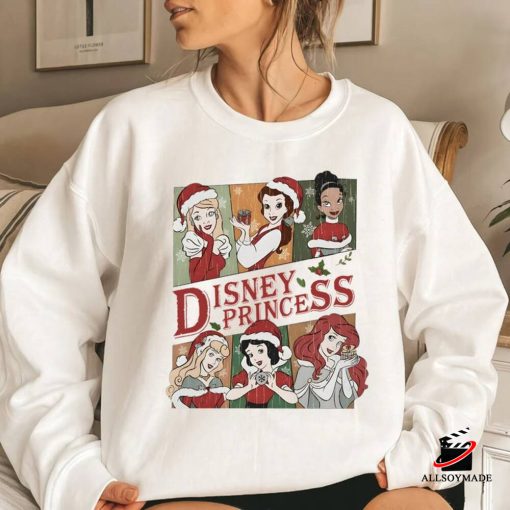 Vintage Disney Princess Christmas Sweatshirt, Retro Princess Christmas Shirt