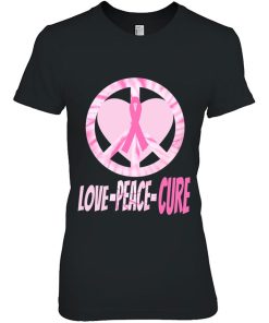 Breast Cancer Awareness Month Tye Dye Peace Love Cure Shirt