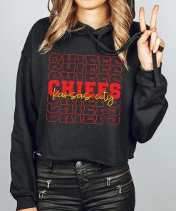 Chiefs Repeat Graphic Kansas City Premium Ladies Cropped Hoodie Sweatshirt