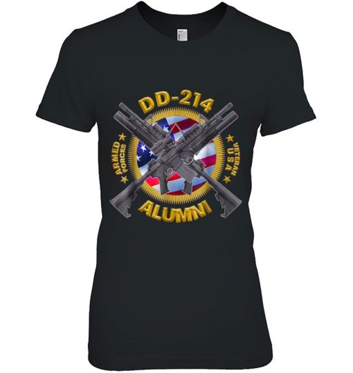 Dd-214 Armed Forces Veteran USA Alumi Guns T-Shirt