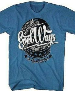 Evel Knievel Ways Pacific Blue Bike Stunt Motorcycle Rider Tee