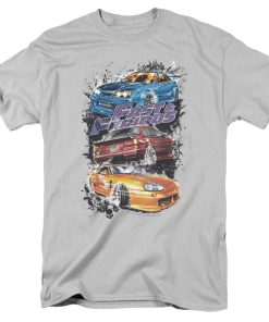 Fast And Furious Street Cars Collage Silver Shirts