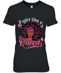 Fight Like A Queen Breast Cancer Warriors Black Woman Afro Shirt