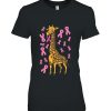 Giraffe Pink Ribbon Breast Cancer Awareness Support Gift Shirt