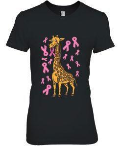 Giraffe Pink Ribbon Breast Cancer Awareness Support Gift Shirt