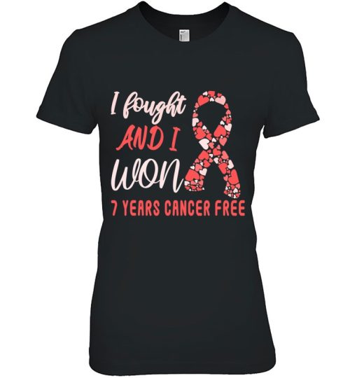 I Fought And Won 7 Years Cancer Free Breast Ribbon Shirts