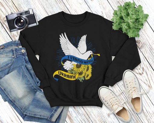 I Stand With Ukraine Peace Dove And Sunflowers Sweatshirt