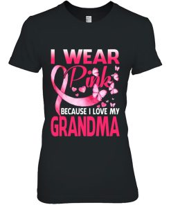 I Wear Pink For My Grandma Breast Cancer Awareness Butterfly Shirt Gift Woman