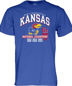 Kansas Jayhawks 6 Time NCAA National Champions Shirt