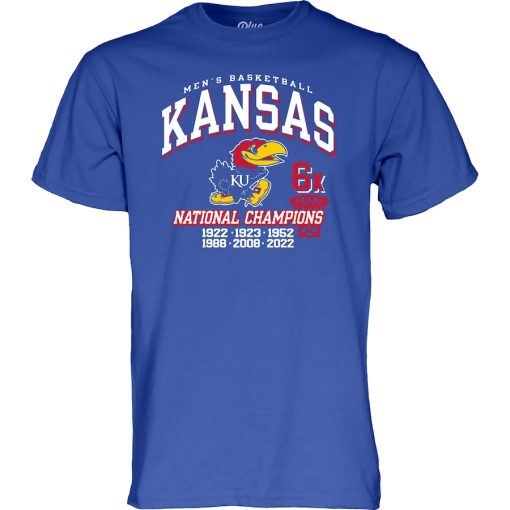 Kansas Jayhawks 6 Time NCAA National Champions Shirt