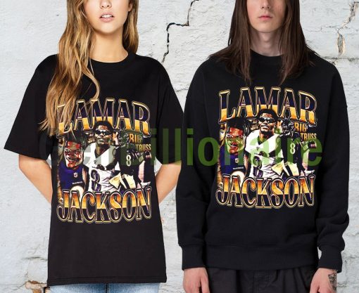 LAMAR JACKSON NFL Football Rap Hip Hop 90s Bootleg T Shirt