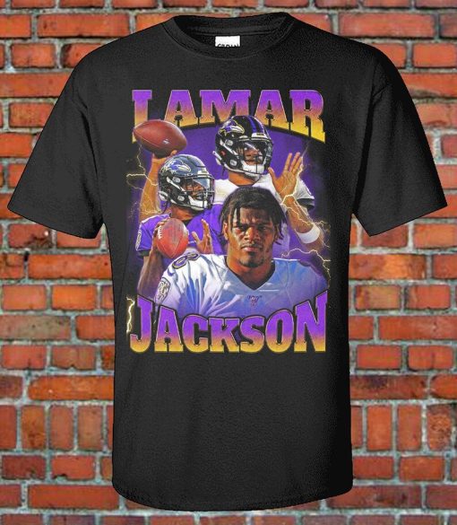 LaMar Jackson 90s Style Bootleg Tee Baltimore Football Ravnes