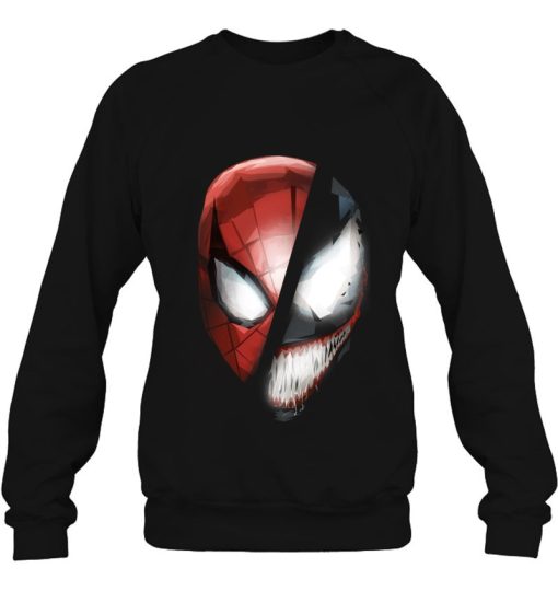 Marvel Spider-Man Venom Face Mask Split Low Poly Portrait Pullover Shirt