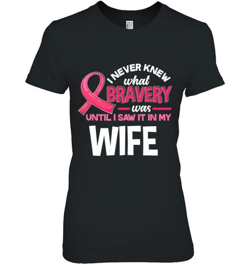 Mens Breast Cancer Bravery Wife Awareness Husband Shirt