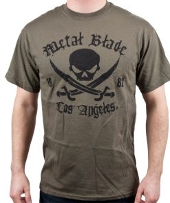 Metal Blade Records Pirate Logo Black on Military Green T-Shirt
