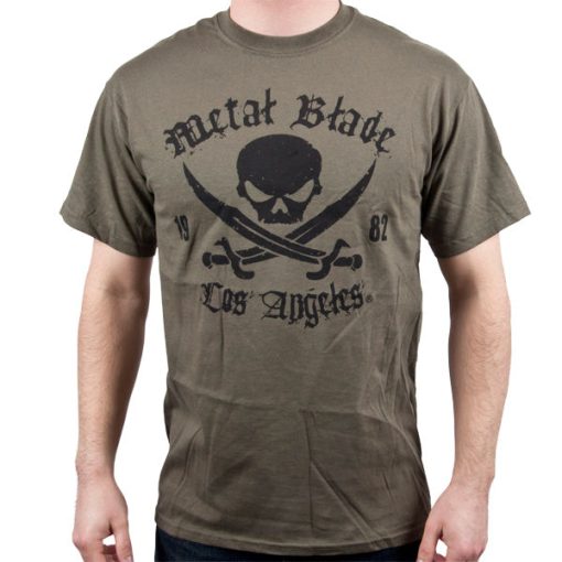 Metal Blade Records Pirate Logo Black on Military Green T-Shirt