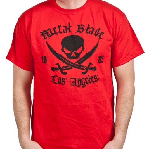 Metal Blade Records Pirate Logo Black on Red T-Shirt