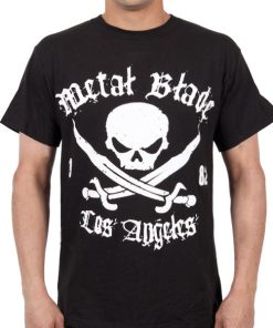 Metal Blade Records Pirate Logo White on Black T-Shirt