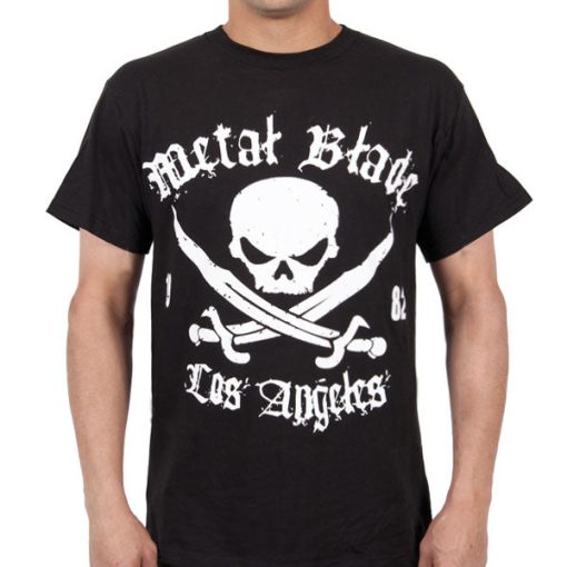 Metal Blade Records Pirate Logo White on Black T-Shirt