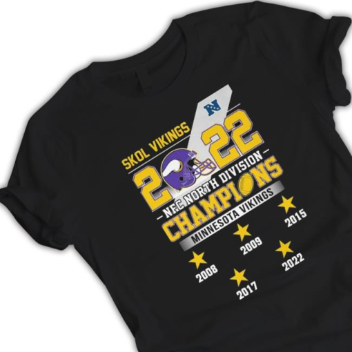 Minnesota Vikings 2022 Nfc North Division Champions 2008-2022 Tee Shirt