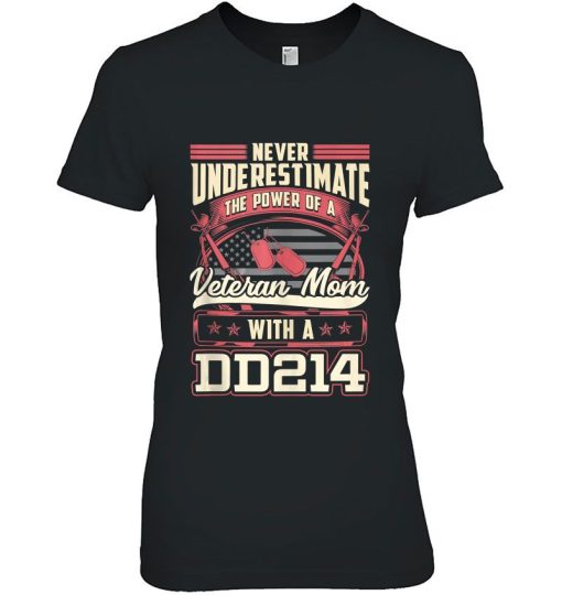 Never Underestimate The Power Of A Veteran Mom With Dd214 Shirt