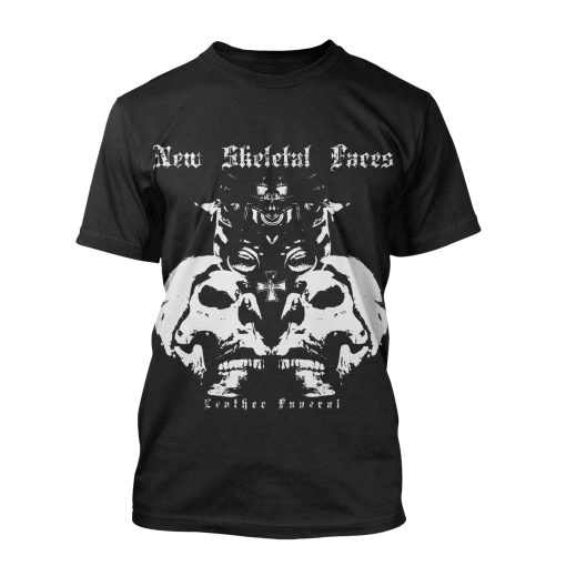 New Skeletal Faces Leather Funeral T-Shirt