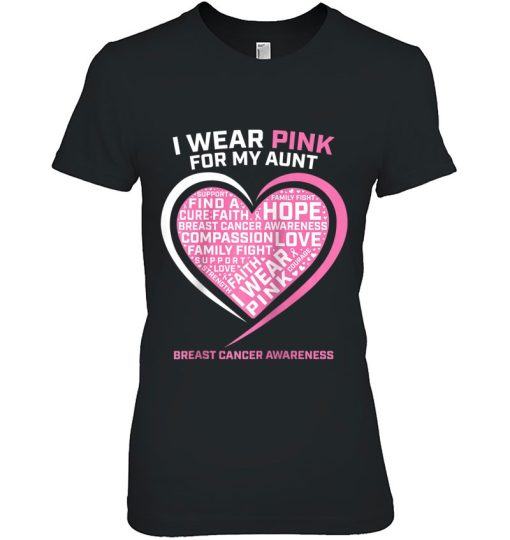 Niece Nephew I Wear Pink For My Aunt Breast Cancer Awareness Raglan Baseball Shirt