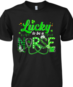 Nurse St Patricks Day Lucky Shamrocks Unisex Premium T-Shirt