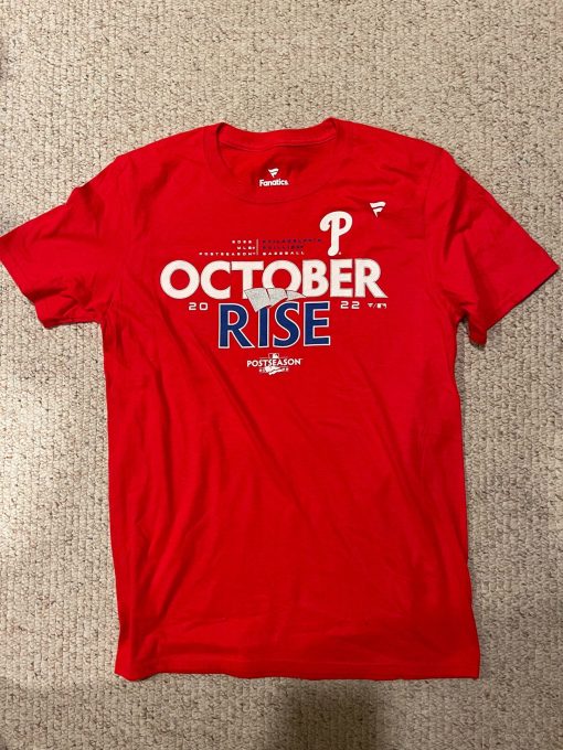 Phillies October Rise 2022 Postseason Locker Room Baseball Tee